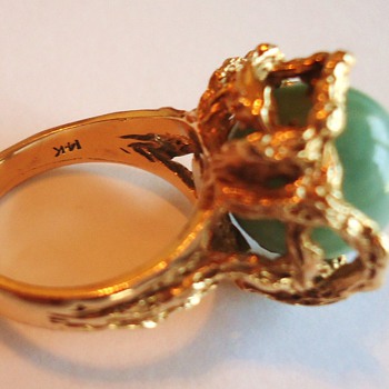 Gold Ring 14K from auction, Maybe Jade - Fine Jewelry