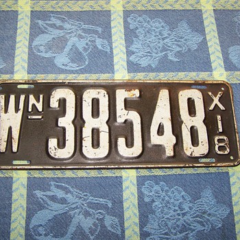 1918 Washington State Auto License Plate - Signs