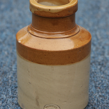 ---Civil War Tan and White Mustard Jar---