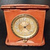 Antique Swiss made, 8 day, travel clock in leather case