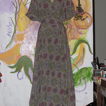1940's Bias Cut Wrap House Dress Incredible Fabric
