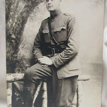 WWI U.S. Army Officer 1st Infantry division with "wound stripe" RPPC