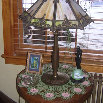 Bradley & Hubbard Slag Glass Lamp - Lamps