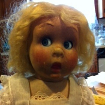 antique doll w/ glass eyes - no visible markings - Dolls