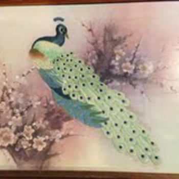 Peacock Embroidery framed picture 