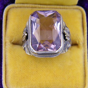 Antique Victorian Amethyst "Rose De France" Sterling Ring  - Fine Jewelry