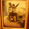 early black man and boy playing banjo -oil painting by dong