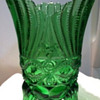 Green Footed Vase-Pressed Glass