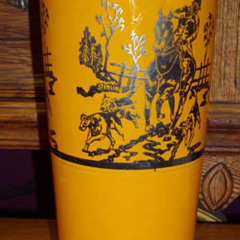 Sterling overlay orange vase, Czech? - Art Glass