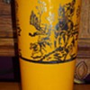 Sterling overlay orange vase, Czech?