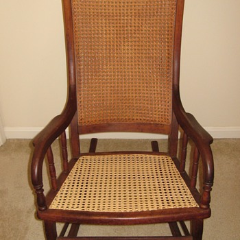 Big wood and cane rocking chair