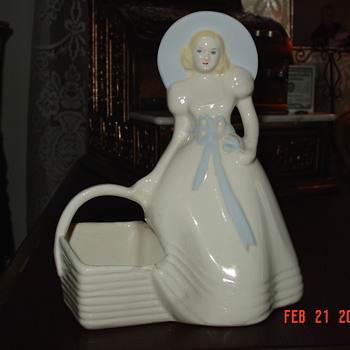 Pretty Girl With Basket - Art Pottery