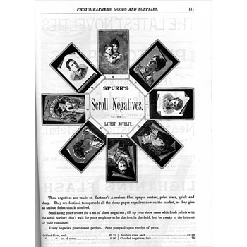 Scroll & Border Negative (Photographic Imaging) Advertisements. 1888 & 1896 - Photographs