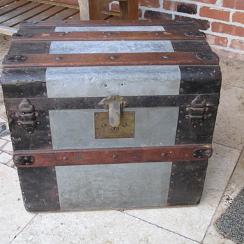 Small Zinc Covered Trunk with Brass Lock - Furniture