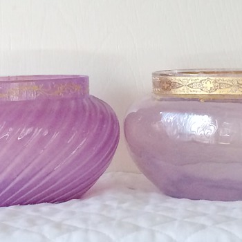 Early Loetz DEK I/94 Pink/Purple Enameled & Ribbed Jardinière Bowl Vase ca 1890's - Art Nouveau