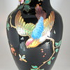 Harrach Enameled Vase in Black Amethyst glass, ca. 1880