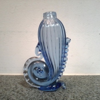 Elegant Little Blue Seahorse Scent Bottle  / Hand Blown Glass /Unknown Maker and Age