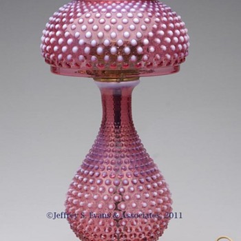 Fenton Cranberry Opalescent Hobnail Lamp: Unique Shape - Glassware