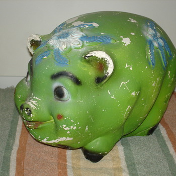 Big Vintage Carnival Chalk Pig Bank - Coin Operated