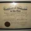 CERTIFICATE OF ADMISSION TO THE BAR ,SARTO S. BALLIET C.1927,AUTHENTIC 