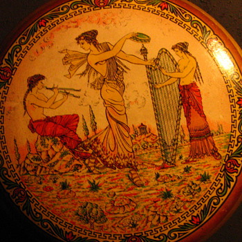 Vanity Jar? With Greek Mythology Transfer Pattern - carnival Prize? - Art Pottery