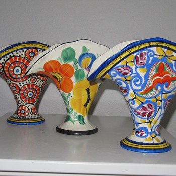 Czech fan vase - Art Pottery