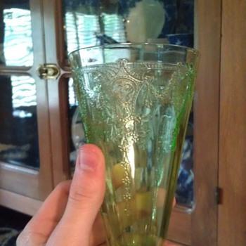 RARE Cameo Green 6 inch footed tumbler - Glassware