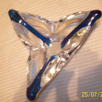 Blue and clear Ashtray - Art Glass