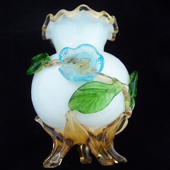 Stevens Williams Applied Glass Flower, Rim, and Feet Vase - Art Glass