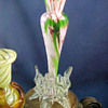 Antonin Ruckl & Sons Bohemian oxblood & green, raspberry & blue, yellow variegated, and pink variegated spatter glass vases