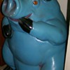 2ft Tall Blue piggy Bank . Glass eyes , Unmarked 