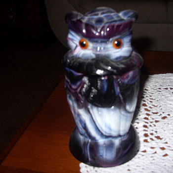 imperial slag glass owl container - Glassware