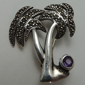Ladies Pin - STERLING, MARCASITE, & ?