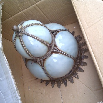 Bent slag glass flush mount light fixture.  Can you tell me any more about this? - Lamps