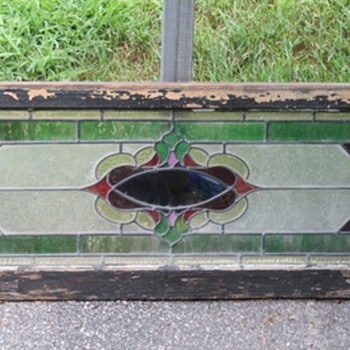 Antique Stained Glass Transom Window - Refinished - Art Glass