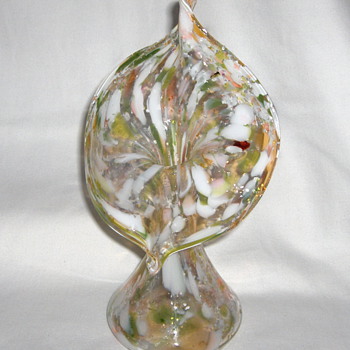 A Kralik? Fine Clear Splatter Glass With Mica Inclusions JIP 9 inches - Art Glass