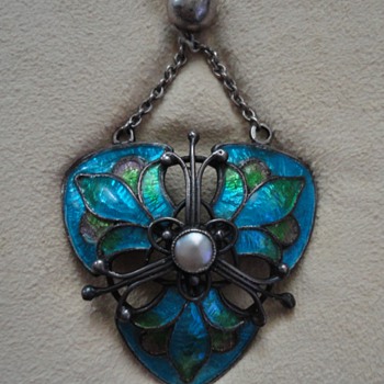 Liberty & Co. silver enameled Arts & Crafts necklace, England c. 1900 - Fine Jewelry