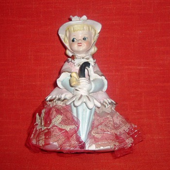 Ceramic figurine with fabric lace... - Figurines