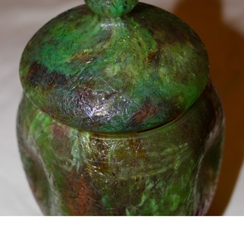 Glue Chip / Chipped Ice Jar with Lid (czechoslovakia) - Art Glass