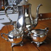 WM Rogers 800 Silverplate Teapot, Cream, and Sugar Set