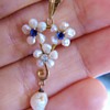 Antique Victorian Diamond Sapphire Mississippi Pearl Lavaliere 14k