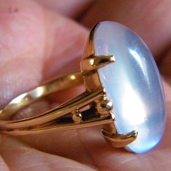 Vintage Deco Moonstone F&F Felger 14k Ring 22 x 10mm - Fine Jewelry
