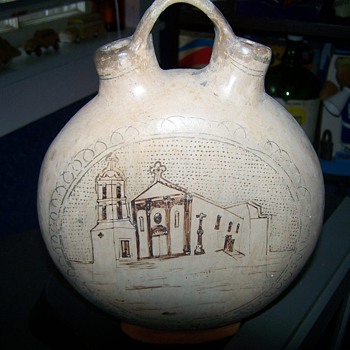 Old Vintage Canteen Jug - Art Pottery