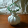 Rare Fenton Emerald Crest and Milkglass Beaded Melon JIP Vase