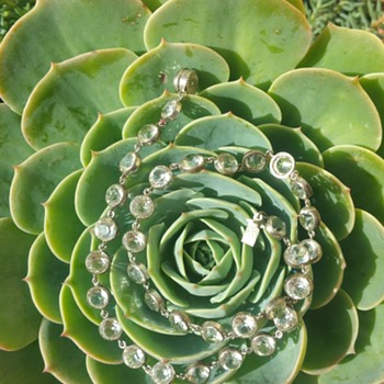 Update! Crystal Paste Diamonds? Necklace not sure, Marked Sterling 14" Long - Costume Jewelry