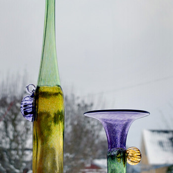 Windpipes - Bertil Vallien for Boda-Åfors 1970s. - Art Glass