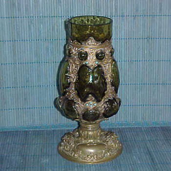 Bronze & Amber Glass Vase