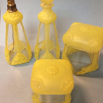 Vintage Perfume set, frosted sections on each piece - Bottles