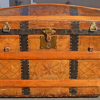 Early 1870's Leather Covered Trunk - Furniture