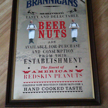 Old Brannigans Beer Nuts Pub Glass advertising Mirror - Advertising